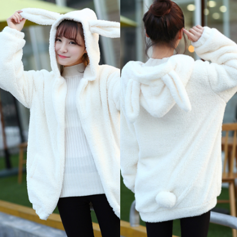 Cute Cartoon Hooded Plush Coat SE5257