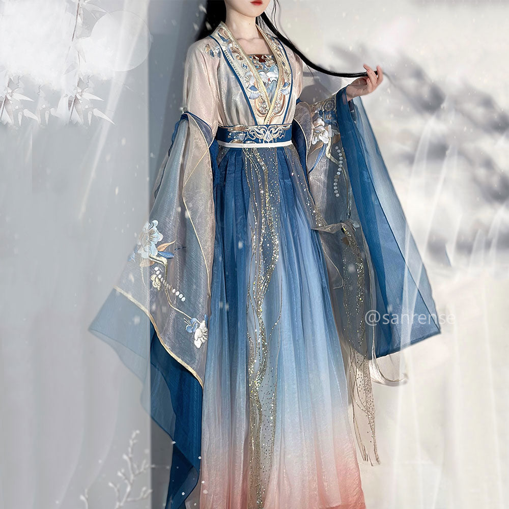 Lace Mesh Embroidered Flower Hanfu