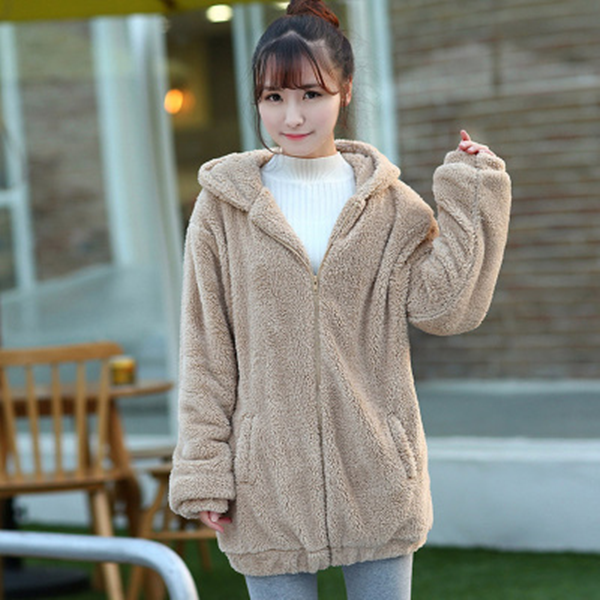 Cute Cartoon Hooded Plush Coat SE5257