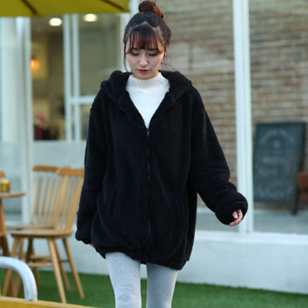 Cute Cartoon Hooded Plush Coat SE5257