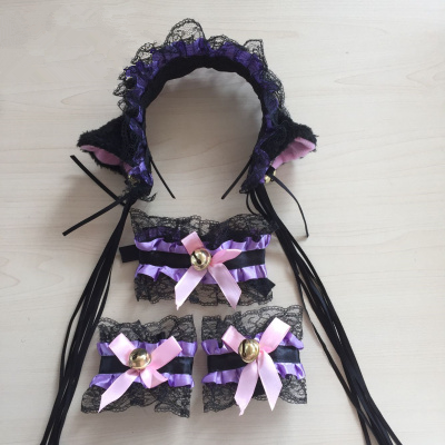 Cute kawaii  lace cat ear hair band three-piece SE9402