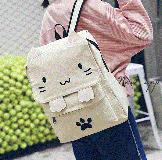 Cartoon Cat Canvas Backpack SE10208