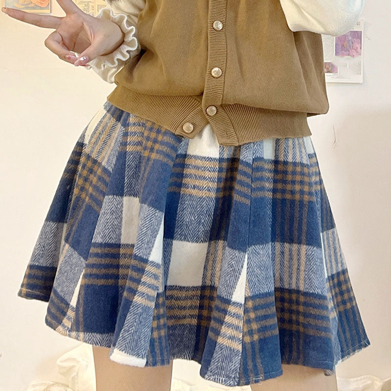 Soft Plaid Woolen Skirt SE22464