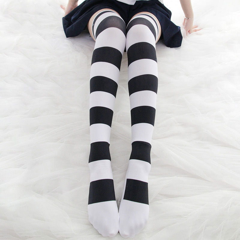 Lolita Over Knee Socks Strip Kawaii Cat Paw JK Stockings SE22459