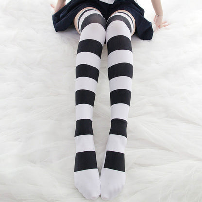 Lolita Over Knee Socks Strip Kawaii Cat Paw JK Stockings SE22459