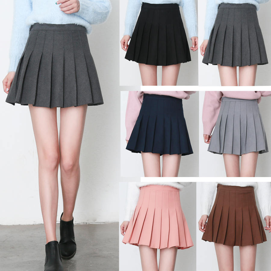 Sweet students woolen pleated skirt SE10803