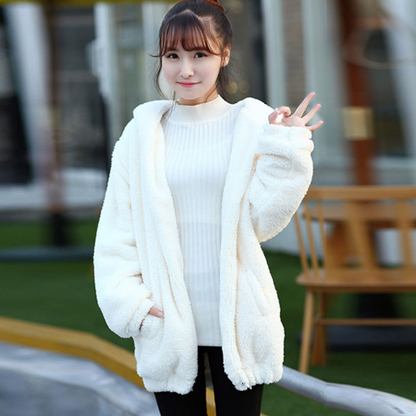Cute Cartoon Hooded Plush Coat SE5257
