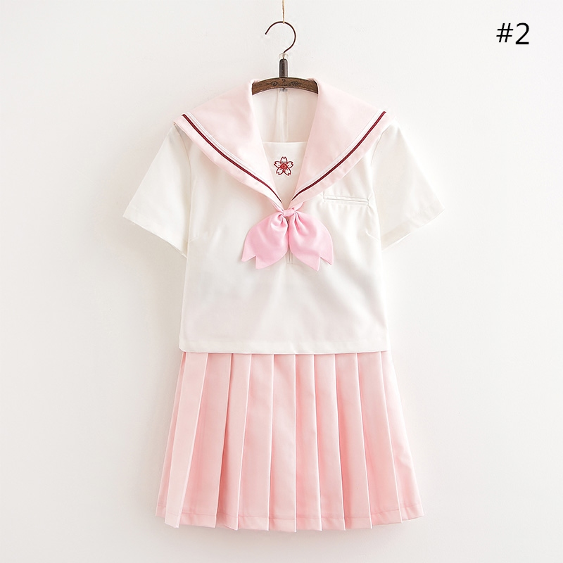 Pink JK Uniform Students Skirts Set SE11254