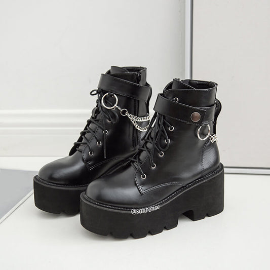 Black Heel Platform Boots SE21135