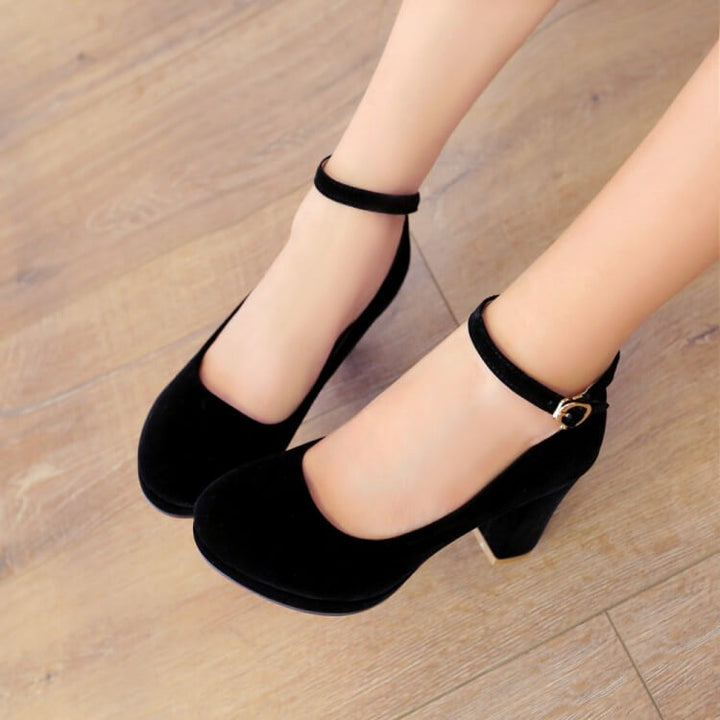 Black Sweet Buckle Heel