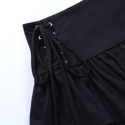 Black Lace-up Skirt SE21957