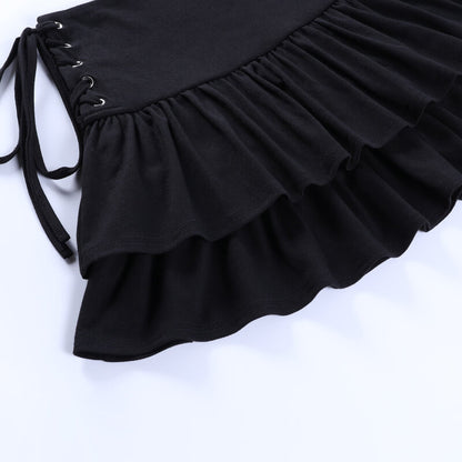 Black Lace-up Skirt SE21957