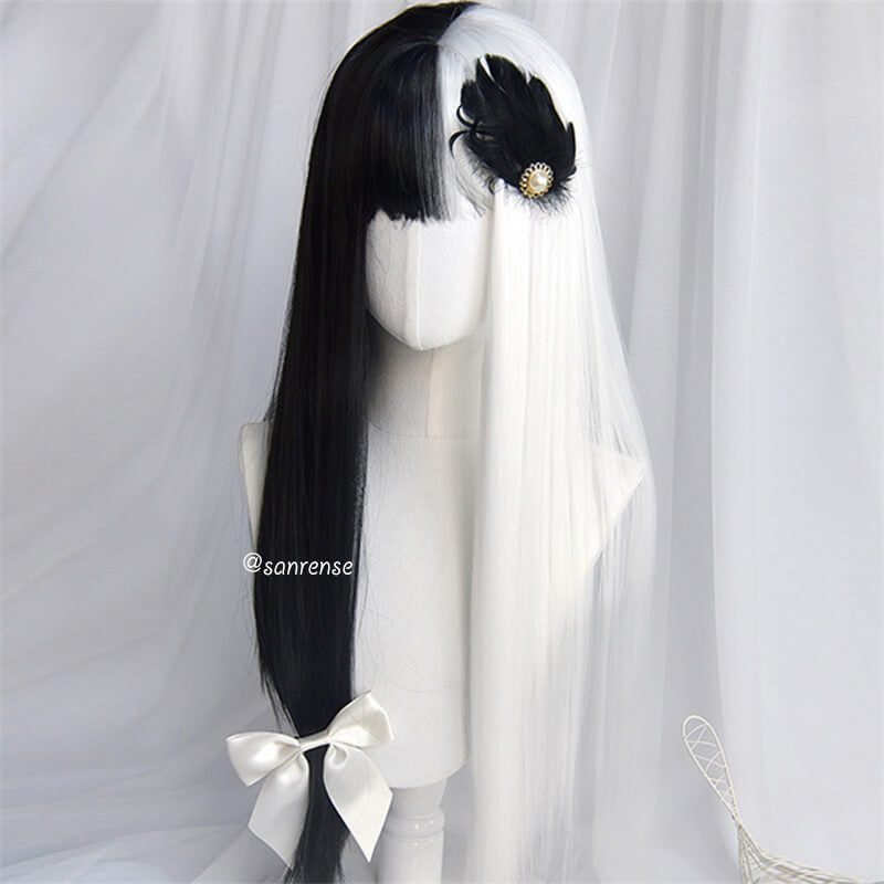 Black Mixed White Ombre Wigs SE21012