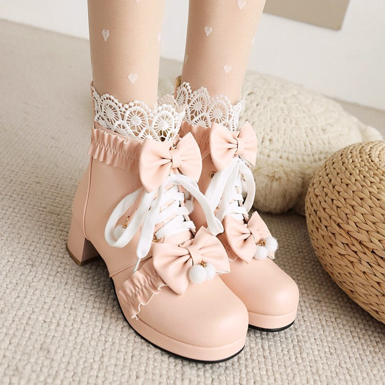 Bow Lace Flower Boots SE22013