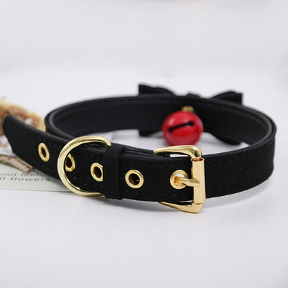 Bow Leather Buckle Bell Necklace SE21603