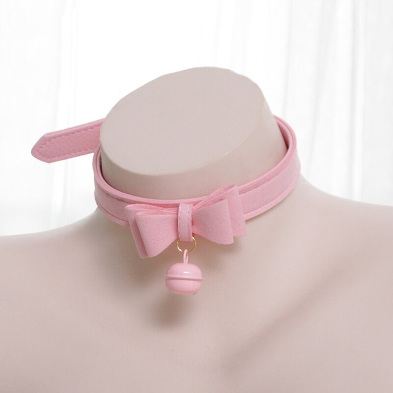 Bow Leather Buckle Bell Necklace SE21603