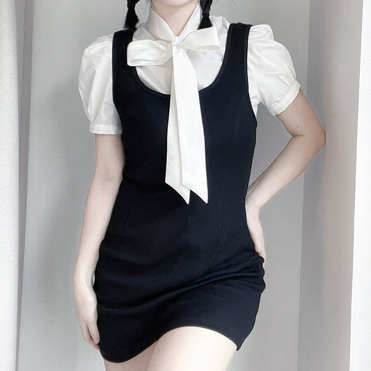 Bow Shirt Knit Dress Set SE22287
