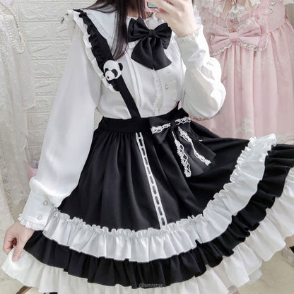 Bow Shirt Strap Skirt Set SE22372