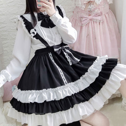 Bow Shirt Strap Skirt Set SE22372