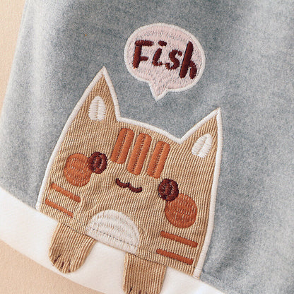 Cat Eating Fish Woolen Shorts SE20640