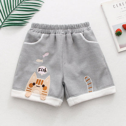 Cat Eating Fish Woolen Shorts SE20640