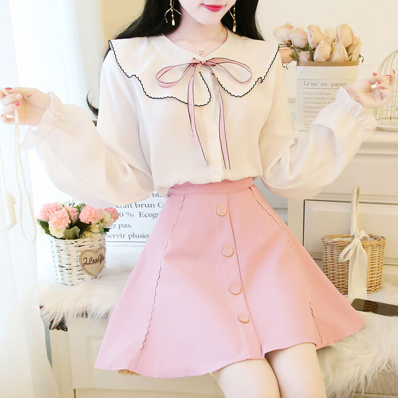 Shirt Puff Skirt Suit SE20822