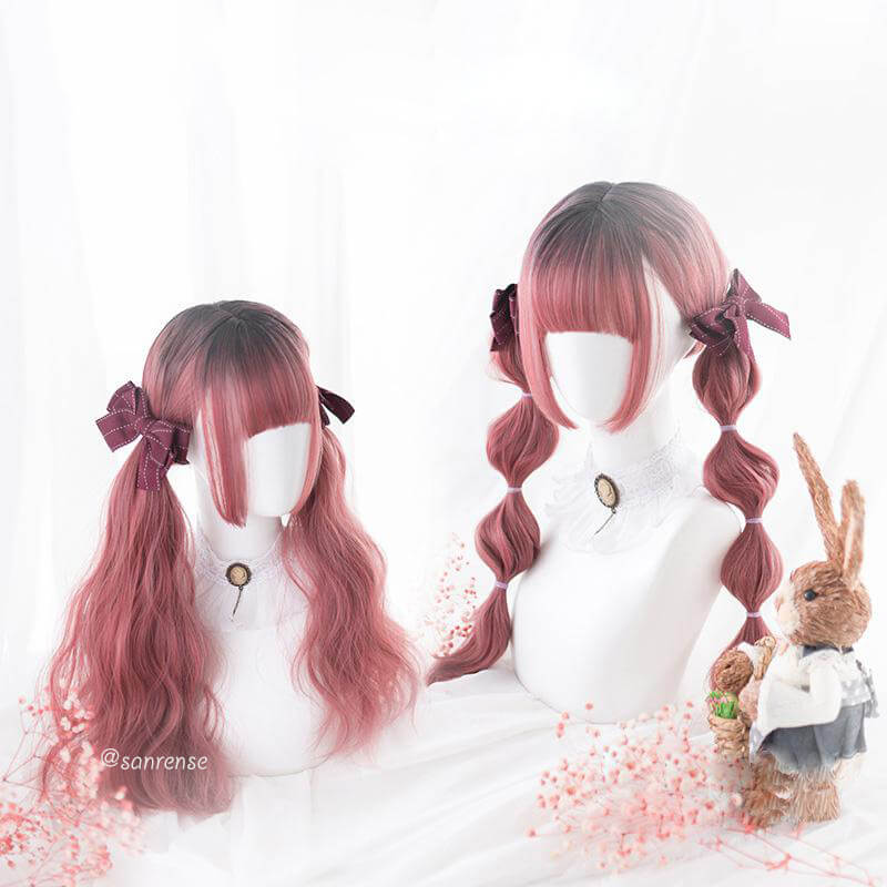 Lolita Black Mixed Pink Ombre Wavy Wig SE21100