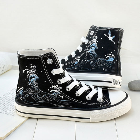 Crane Wave Hand Painted Shoes SE22529