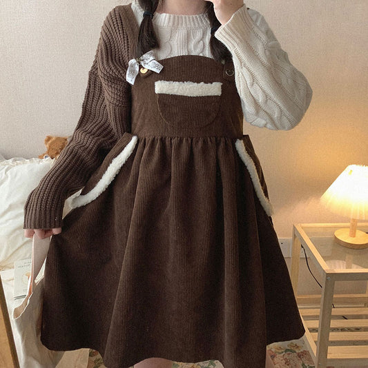 Cute Bear Brown Strap Dress SE22493