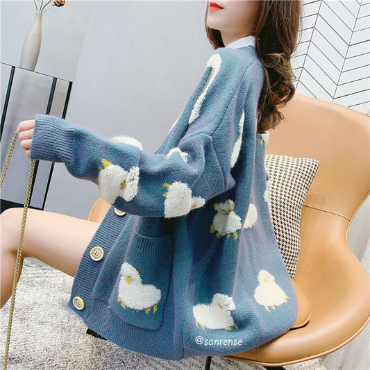 Cute Cartoon Sheep Knitted Cardigan Sweater SE21011