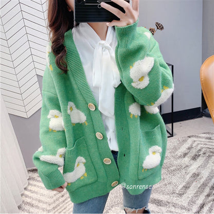 Cute Cartoon Sheep Knitted Cardigan Sweater SE21011