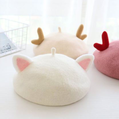 Cute Cat Antler Beret SE21148