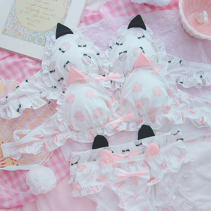 Cute Cat Ear Bow Cat Paw Underwear SE21327