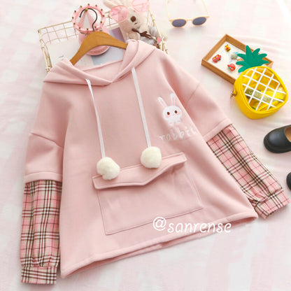 Cute Strawberry Rabbit Fleece Hoodie SE20857