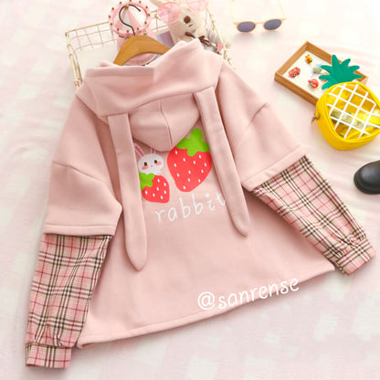 Cute Strawberry Rabbit Fleece Hoodie SE20857