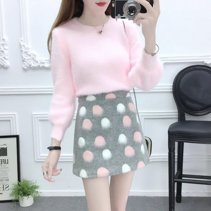 Cute Mohair Sweater Skirt Set SE20246