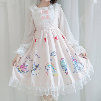 Cute Rainbow Unicorn Bow Dress SE20501