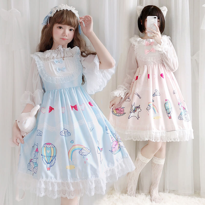 Cute Rainbow Unicorn Bow Dress SE20501 – SANRENSE