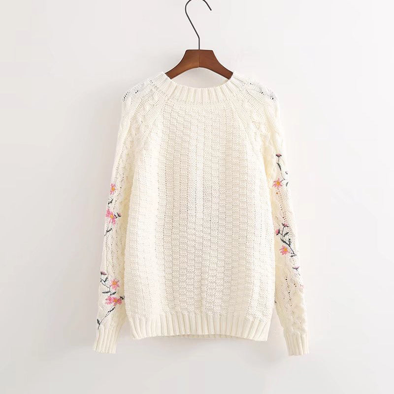 Floral Twist Knit Pullover Sweater SE22018