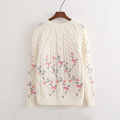 Floral Twist Knit Pullover Sweater SE22018