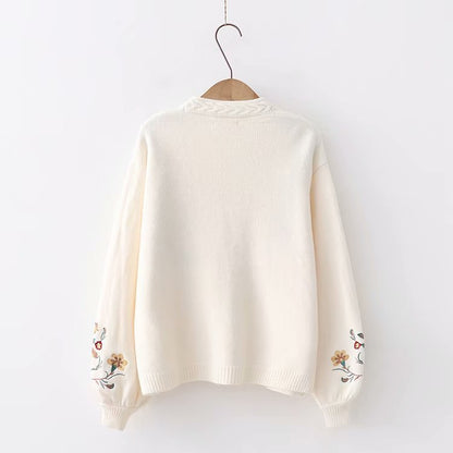 Flower Embroidery Knitted Sweater SE21771
