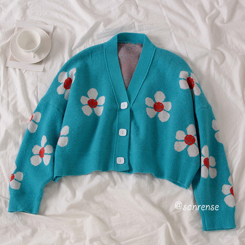 Flower Knit Cardigans Sweater SE21028