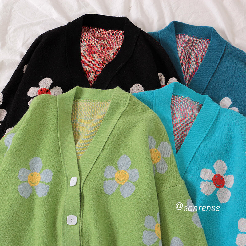 Flower Knit Cardigans Sweater SE21028