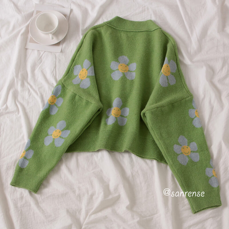 Flower Knit Cardigans Sweater SE21028
