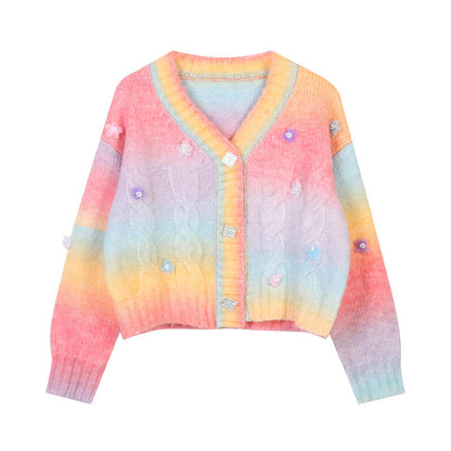 Flower Rainbow Cardigan Sweater SE21813