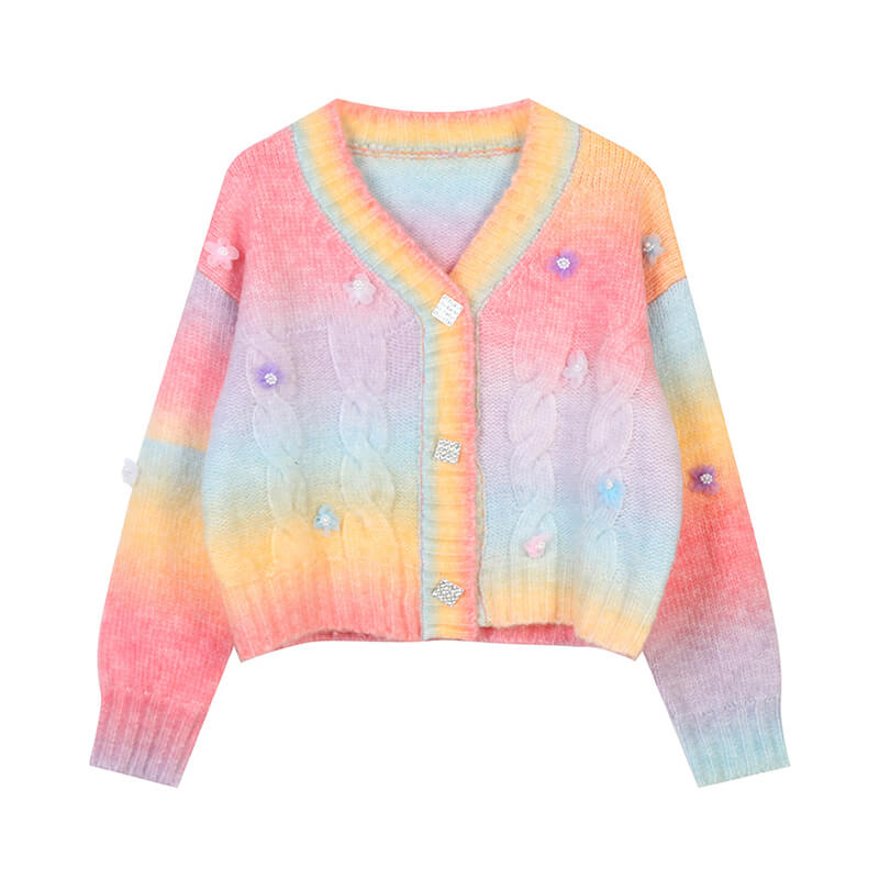 Flower Rainbow Cardigan Sweater SE21813 – SANRENSE