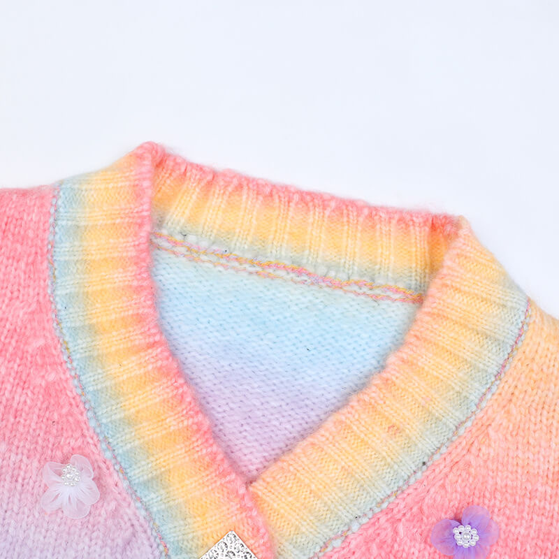 Flower Rainbow Cardigan Sweater SE21813