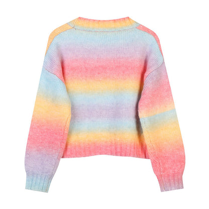 Flower Rainbow Cardigan Sweater SE21813