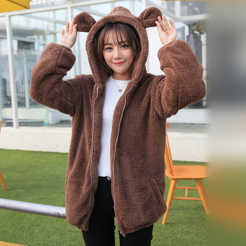 Cute Cartoon Hooded Plush Coat SE5257