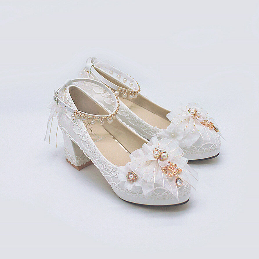 Lolita Buckle Bow Flower Shoes SE21742